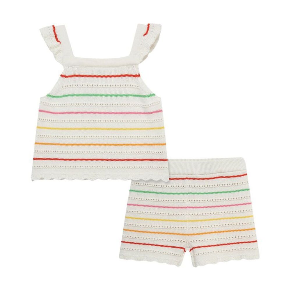 Little Me Thin Stripe Pointelle Knit Set
